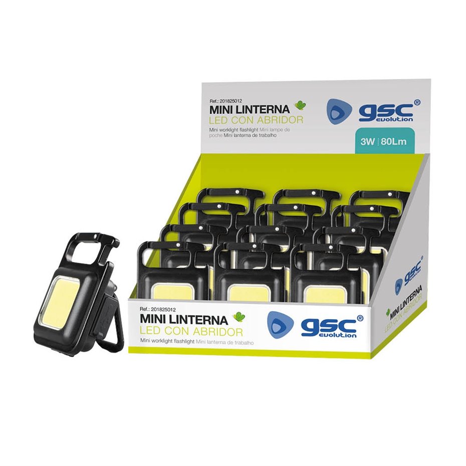 Mini linterna con abridor display 12 uds
