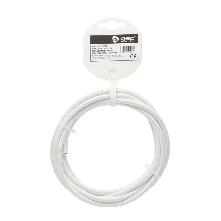 Cable textil 10M (2x0.75mm) Blanco (copia)