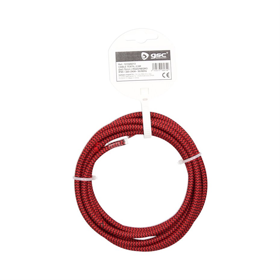 Cable textil 10M (2x0.75mm) Rojo/Negro (copia)