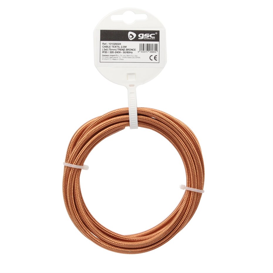 Cable textil liso 10M (2x0.75mm) Bronce (copia)