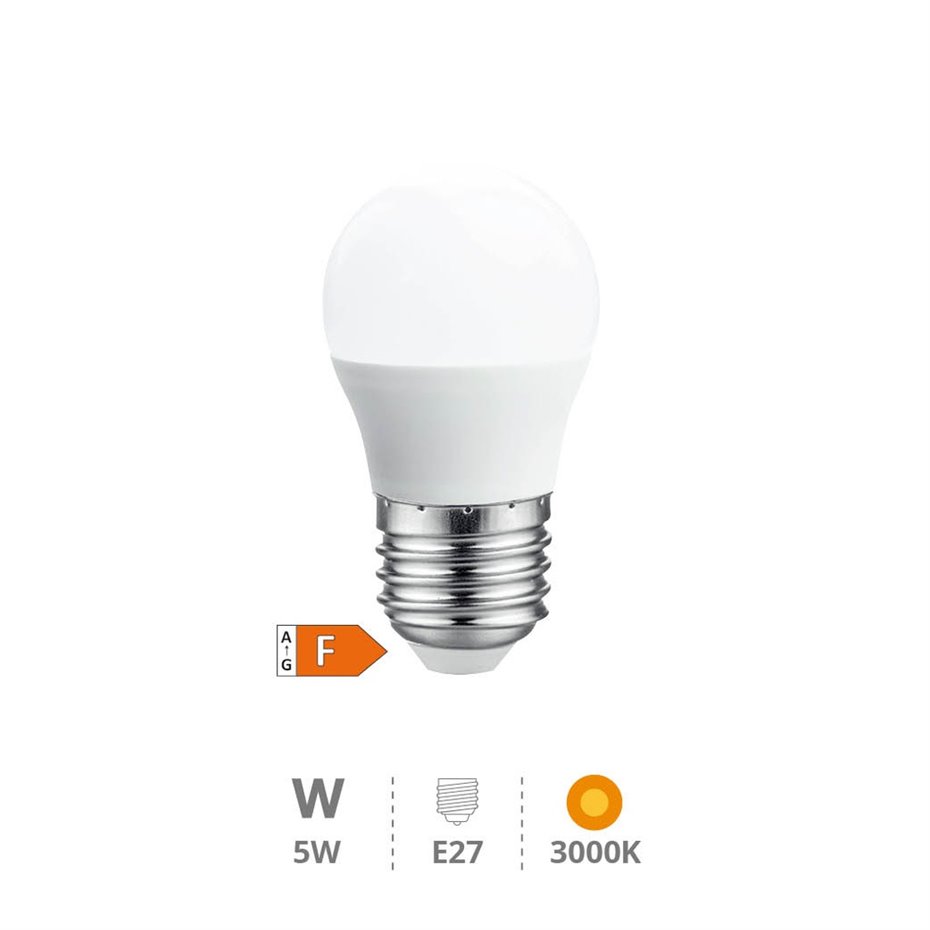 Lámpara LED esférica 5W E27 3000K 24V