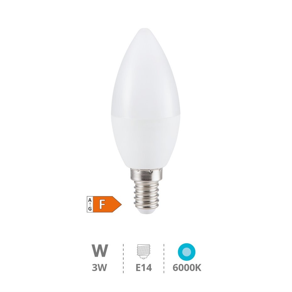 Lámpara LED vela 3W E14 6000K