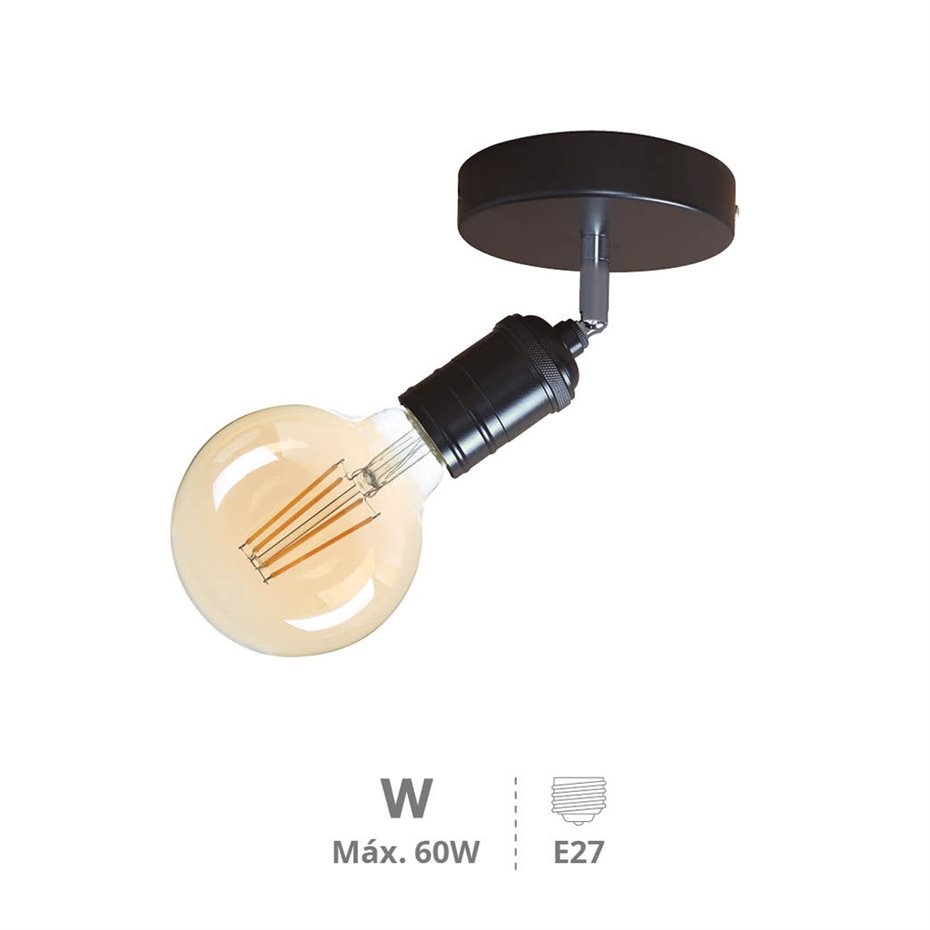 Foco de techo E27 Max.60W Negro