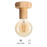 Foco de techo E27 Max.60W Madera