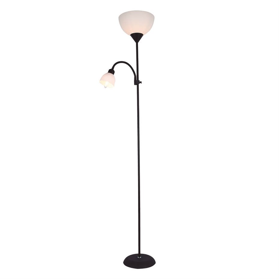 Lámpara de pie Serie Nawis 1760mm E27 con luz de lectura E14 Negro