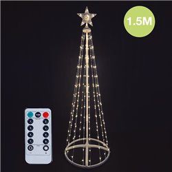 Árbol LED Isoka 1,5M 8 funciones con mando Luz cálida IP44