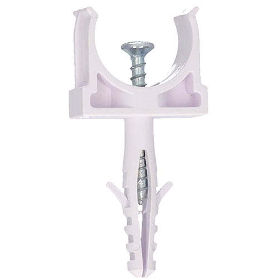 Pack 100u fijadores de tubo con taco Ø20mm