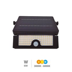 Foco proyector solar LED Cela con sensor de movimiento y crepuscular 6W 3000 - 4000 - 6000K IP54 Negro