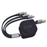 Cable cargador retáctil 3 en 1 (USB Tipo C, conector Lightining y Micro USB Tipo C)